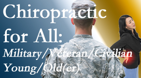 Manahawkin Chiropractic Center provides back pain relief to civilian and military/veteran sufferers and young and old sufferers alike!