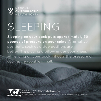 Manahawkin Chiropractic Center recommends putting a pillow under your knees when sleeping on your back.