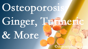 Manahawkin Chiropractic Center shares benefits of ginger, FLL and turmeric for osteoporosis care and treatment.