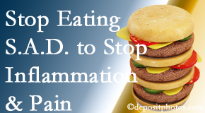 Manahawkin chiropractic patients do well to avoid the S.A.D. diet to reduce inflammation and pain.