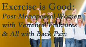 Manahawkin Chiropractic Center promotes simple yet enjoyable exercises for post-menopausal women with vertebral fractures and back pain sufferers. 